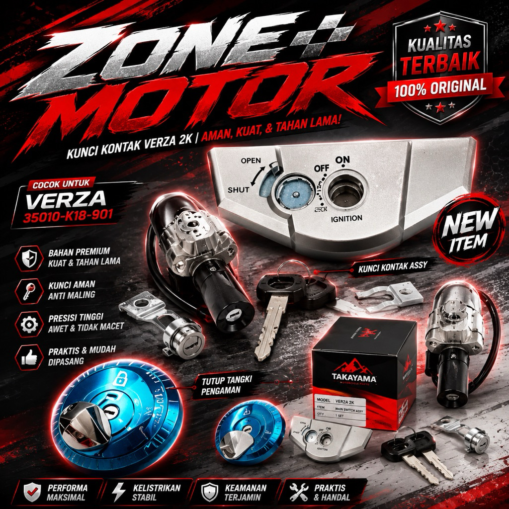 Takayama KUNCI KONTAK SET + TANK + PENGAMAN tipe motor VERZA (2K)