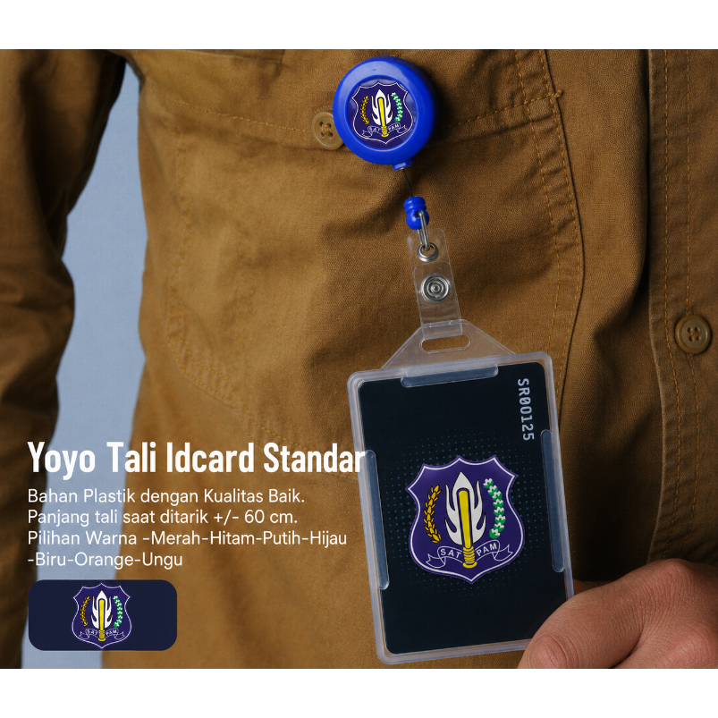 FULL SET GANTUNGAN KARTU NAMA ID CARD SECURITY SATPAM CARD HOLDER LOGO SATPAM SECURITY ALUMINIUM 2 S
