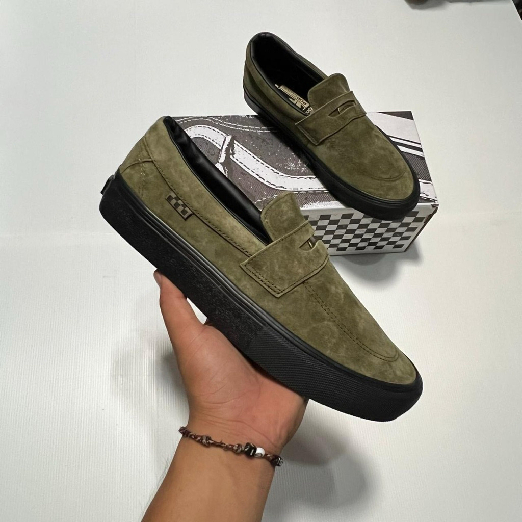 ( BDGSNKRS ) Sepatu Vans Slip-On Style 53 Loafer Pro Skate Beatrice Domond Dark Olive
