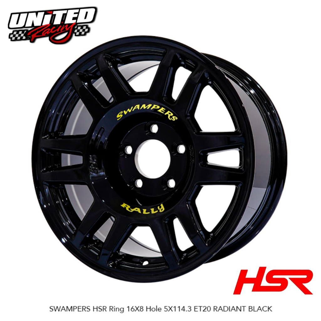 Velg Racing Hsr Swampers R16 Lebar 8 ET20 Radiant Black