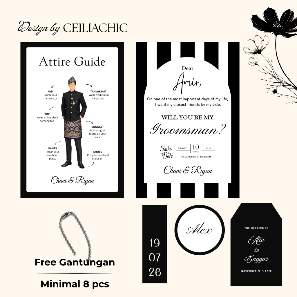 Groomsman Card Custom/ Aesthetic Attire Guide/ Hangtag Pernikahan by Ceiliachic