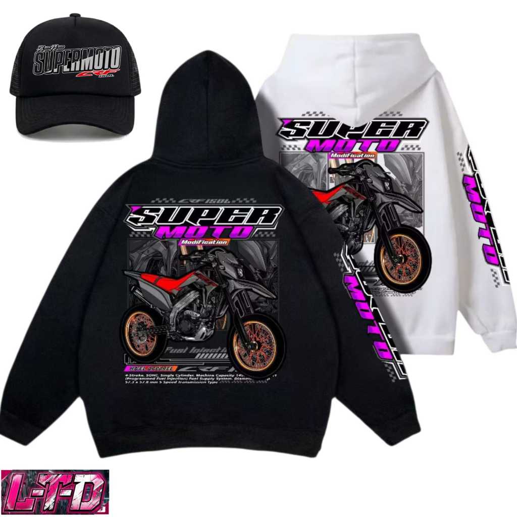 HOODIE SUPERMOTO SWEATER CRF 150L JAKET SUPERMOTO RACING HOODIE RACING SUPERMOTO SWEATER MOTOR SUPER
