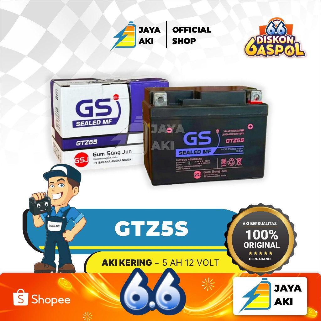 Aki Motor Beat GTZ5S 12V 5Ah MF Aki Kering