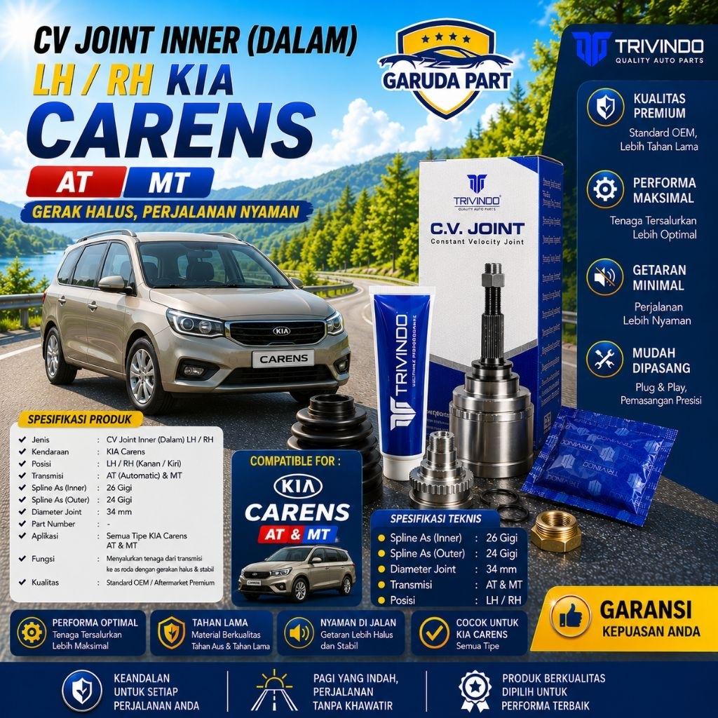 CV JOINT INNER (DALAM) LH/RH KIA CARENS AT MT