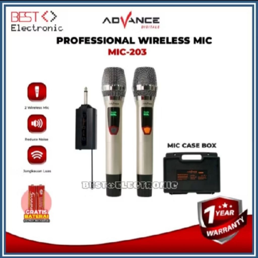 Advance Microphone Mic Double Wireless + Receiver MIC 203