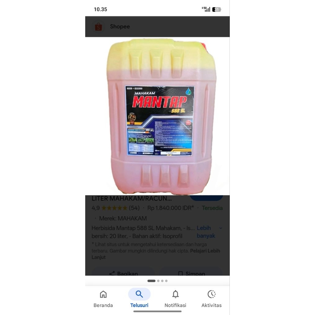 Herbisida Mantap 588 SL 20 ltr