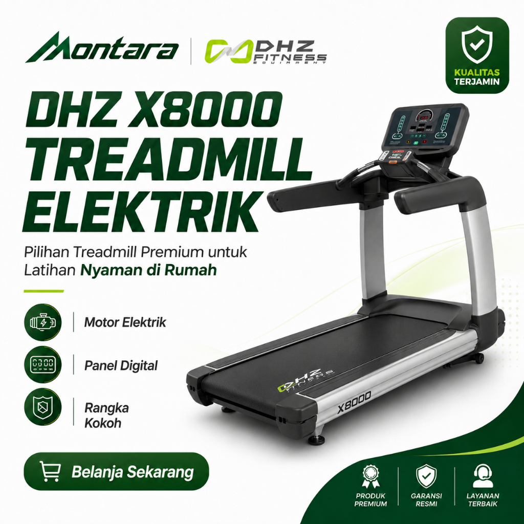 DHZ X8000 Treadmill Elektrik AC 3 HP Motorized - Montara