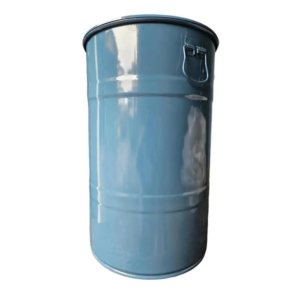 Tempat sampah BARU dari drum 60 liter dengan handle pada tutup.