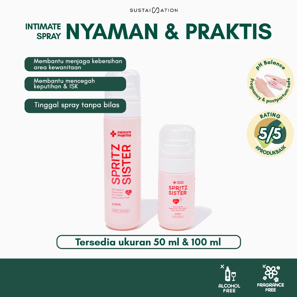 FILMORE Spritz Sister Intimate Spray | Feminine Mist Area Kewanitaan | 50ml & 100ml