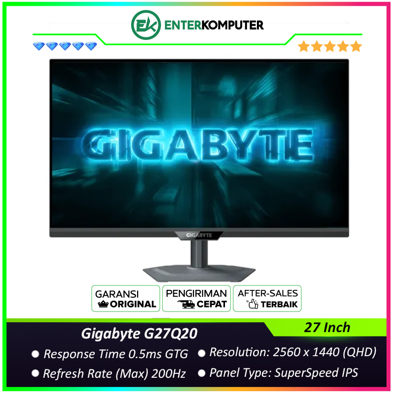 Gigabyte G27Q20 27 Inch QHD SS IPS 200Hz HDR10 Gaming Monitor with G-SYNC Compatible / Monitor 27 in