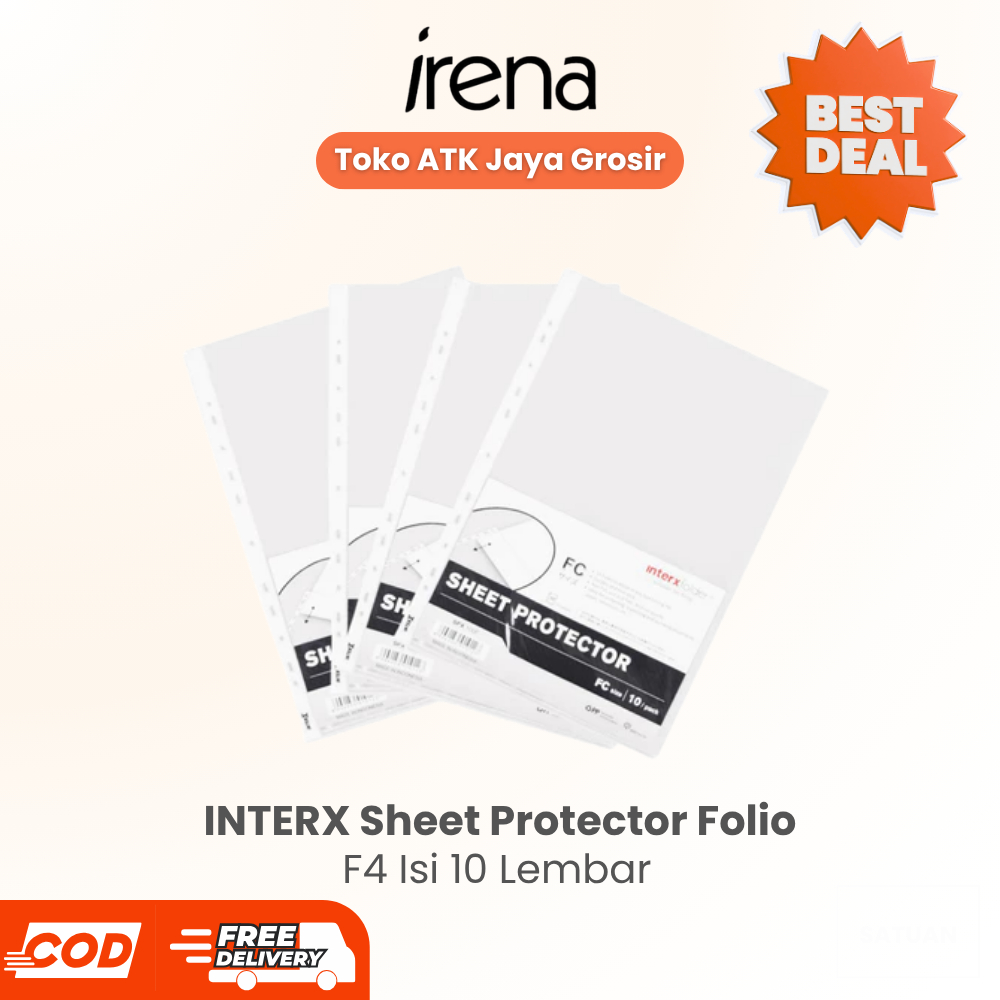 INTERX Sheet Protector Folio F4 Isi 10 Lembar Map Plastik Dokumen