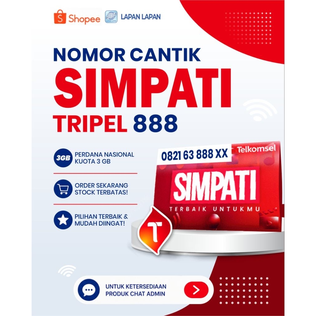 PERDANA SIMPATI TRIPLE 888 KUOTA 3GB