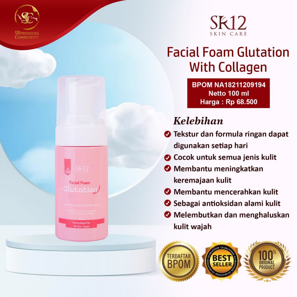#FacialFoamGlutathioneSR12 #FacialFoamSR12 #GlutathioneSR12 #SabunWajahSR12 #PembersihWajah #KulitCe