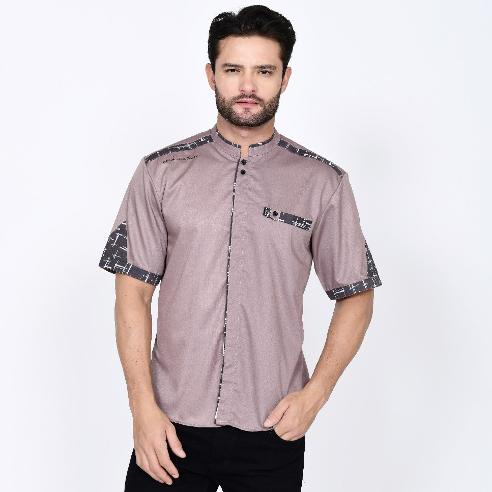 Koko Pria Lilac Elrumi Yisunsin Modern Premium Lengan Pendek