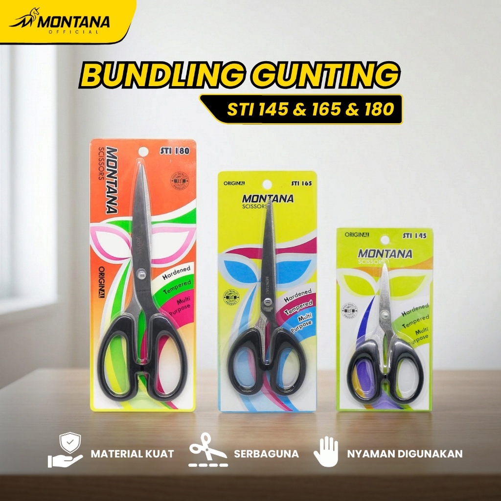 MONTANA Bundling Gunting Stainless Stell STI-145 4Pcs + Gunting STI-165 4Pcs + Gunting STI-180 4Pcs