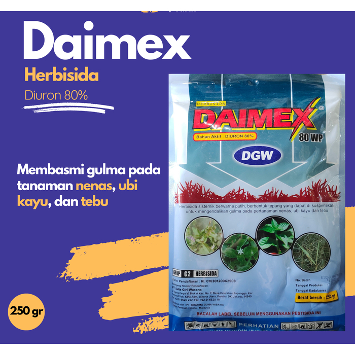 DAIMEX 80 WP 250 GRAM - PEMBASMI BIJI GULMA RUMPUT HERBISIDA DIURON daimex