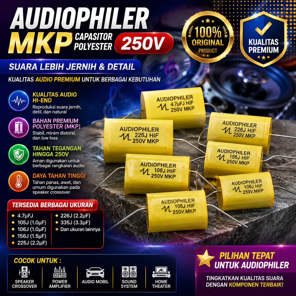 AUDIO PHILER MKP 2,2UF - 10UF 250V CAPASITOR POLYESTER