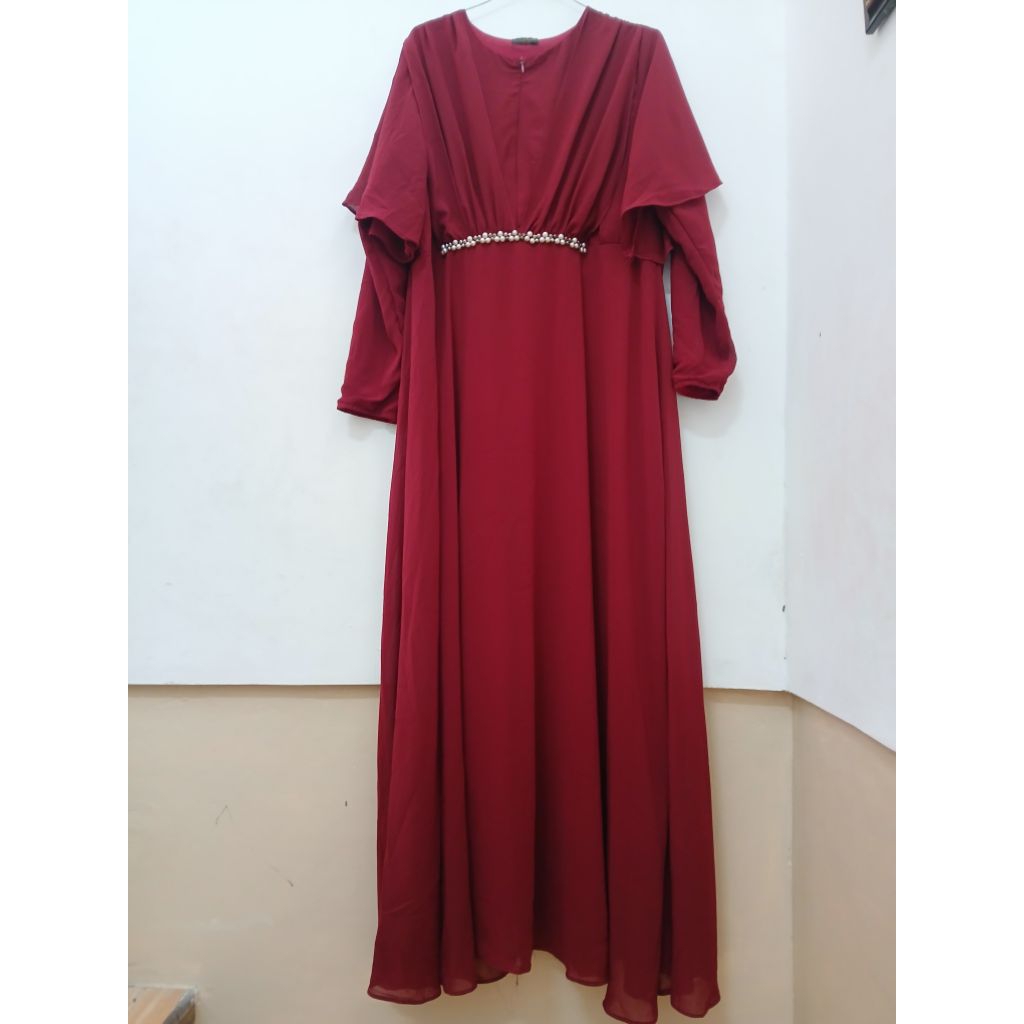 PRELOVED DRESS GAMIS GAUN WANITA MUSLIM PESTA MAROON