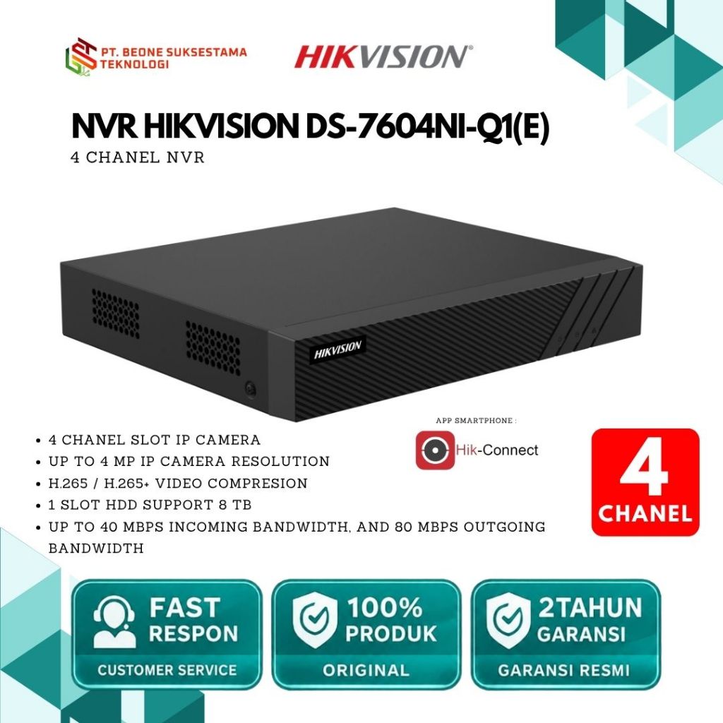HIKVISION DS-7604NI-Q1(E) 4-Ch NVR 7600 New Series