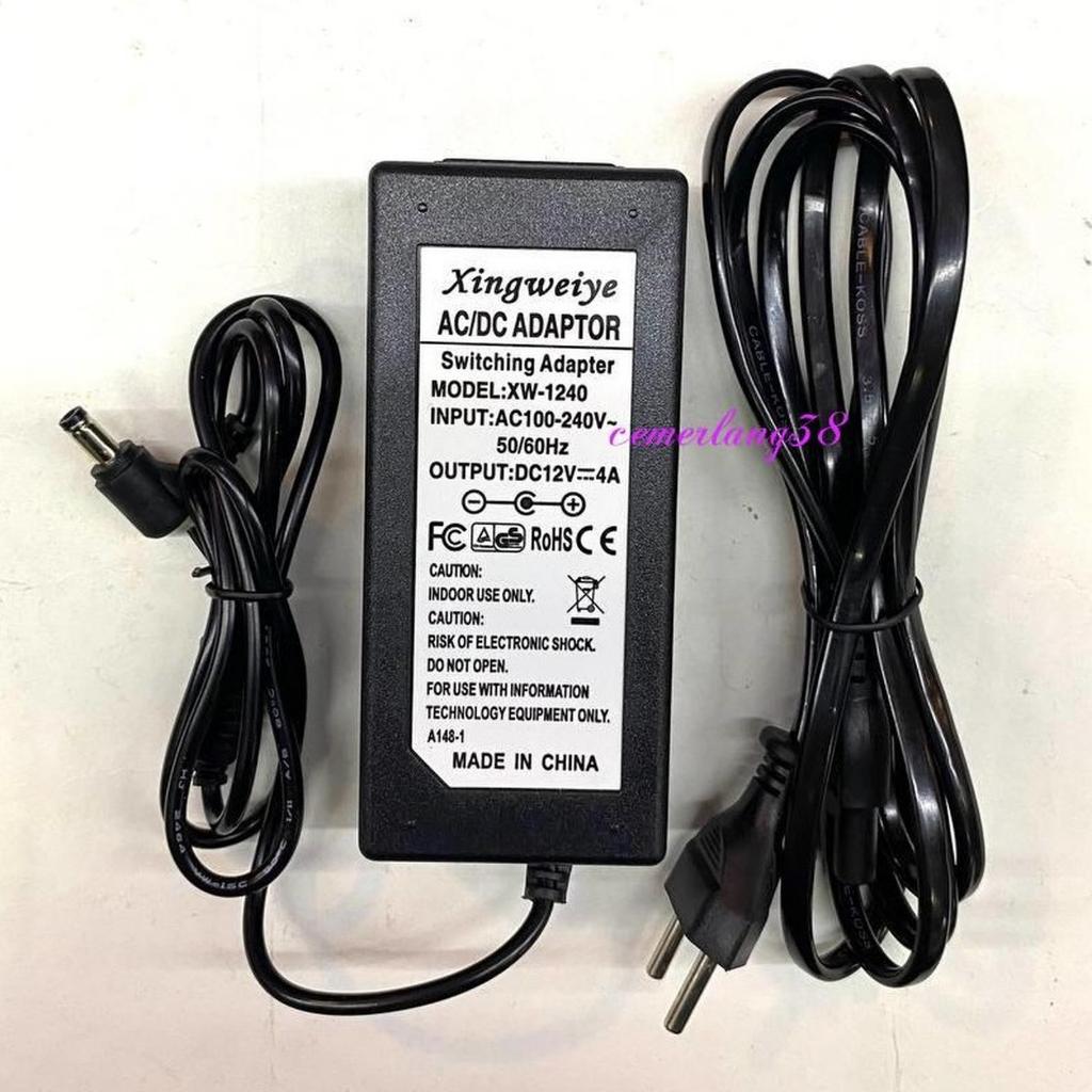 AC / DC Adapter 12V 4A Adaptor DVR / CCTV 4A 12V + Kabel Power 12 v