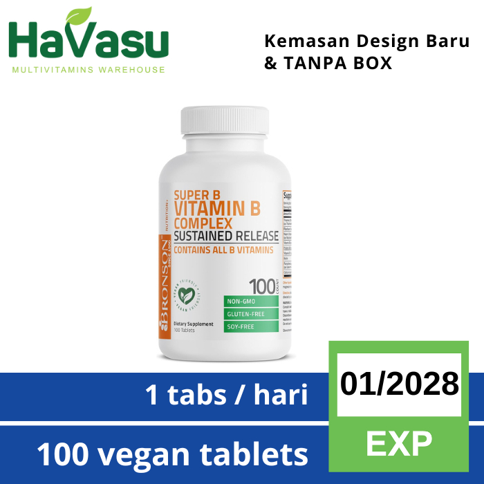 Bronson Super B Vitamin B Complex Sustained Released 100 Tabs Original from USA