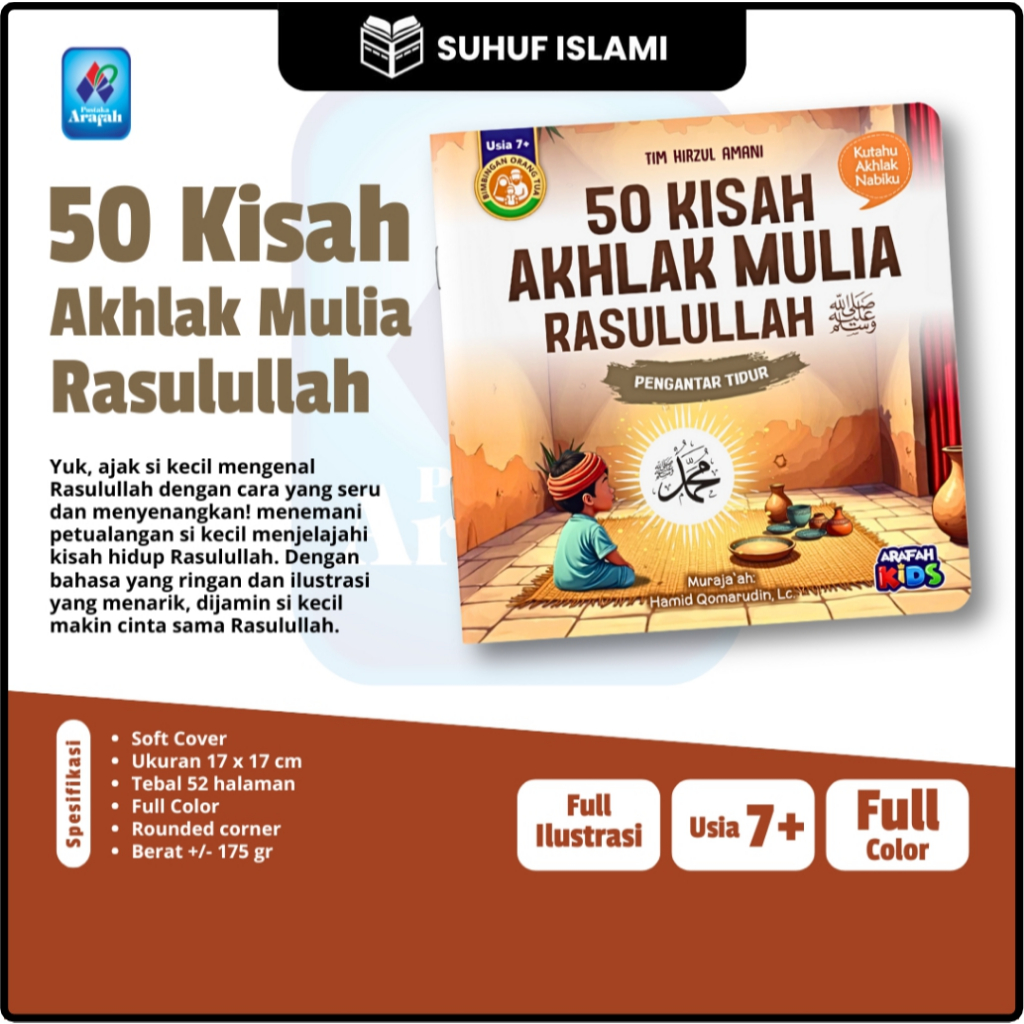 Buku Cerita Anak 50 Kisah Akhlak Mulia Rasulullah Pengantar Tidur FULL COLOR - Arafah Kids
