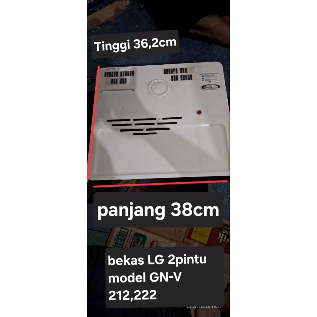 cover freezer/tutup evap bekas LG 2PINTU model GN-V 212/222 dan LG inventer model GN-B 185,195,200,2