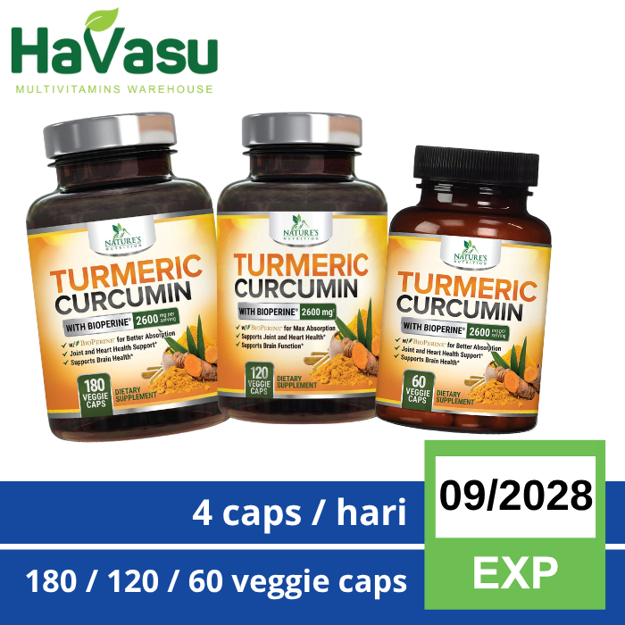 Nature's Natures Nutrition Turmeric Curcumin 2600mg with With Bioperine