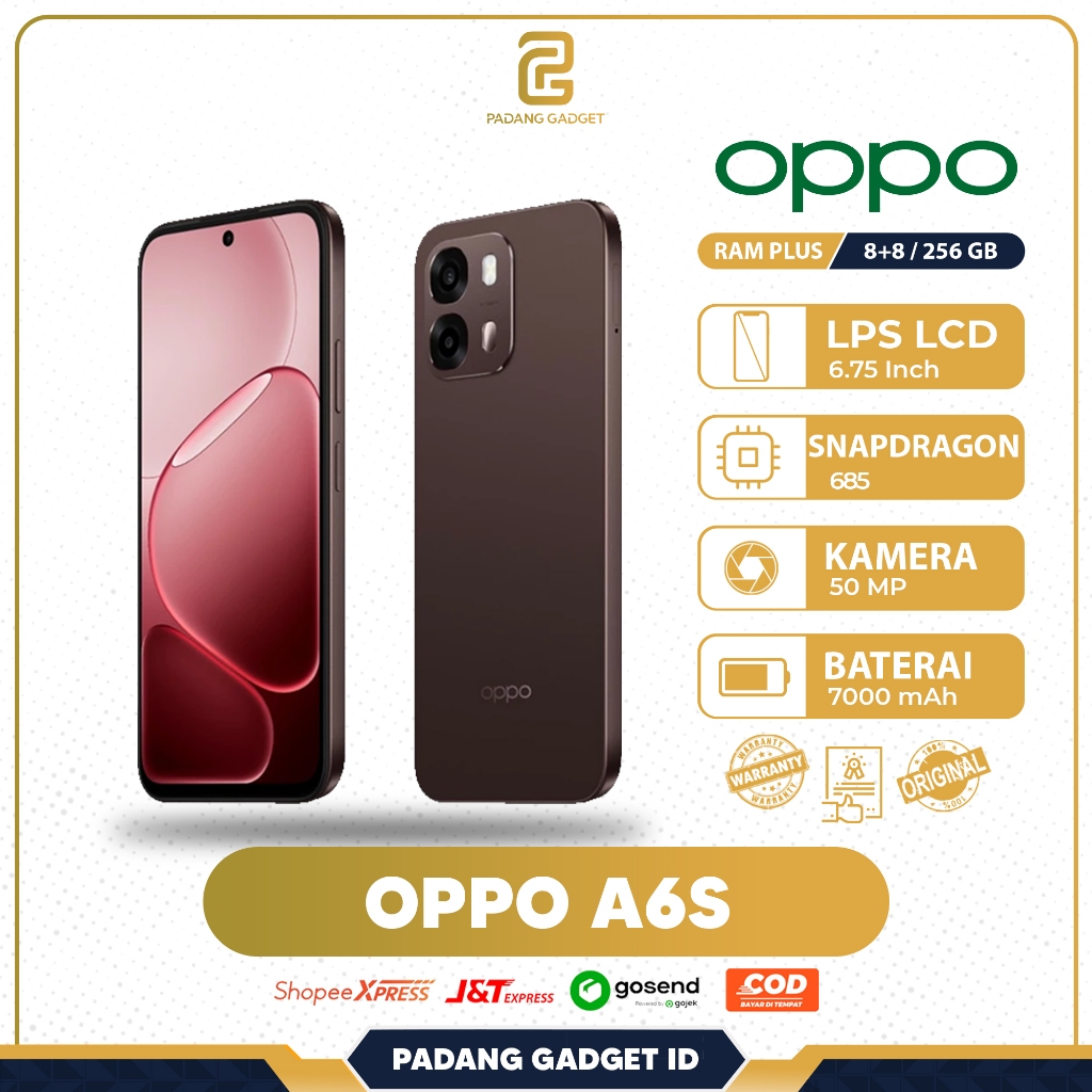 OPPO A6S 4G NFC 8/128 & 8/256 GB HANDPHONE ORIGINAL BATRAI BESAR 7000 MAH SNAP DRAGON 685 GARANSI RE