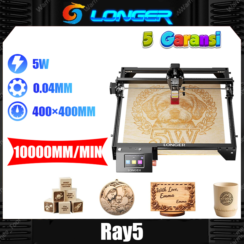 LONGER RAY5 Mesin Laser Cutting Acrylic Laser Engraver 5W Mesin Ukiran Laser DIY Printer 400*400MM