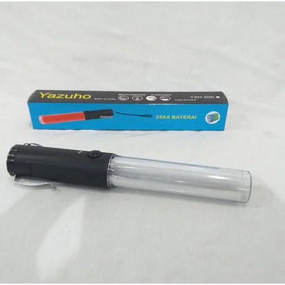 Lampu Senter Polis Warna Merah Tongkat Tukang Parkir YAZUHO YZH - 500 Baterai AA A2