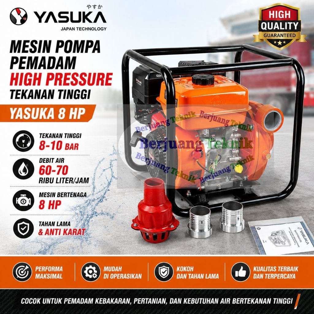 Mesin Pompa Pemadam YASUKA 8 HP Tekanan Tinggi High Pressure Tekanan Tinggi YASUKA 8 HP || Waterpump