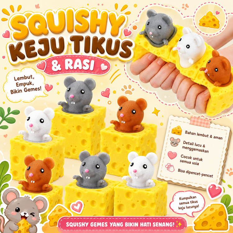 MAINAN KARET SILIKON KEJU TIKUS / MAINAN TIKUS KEJU KARET SILIKON