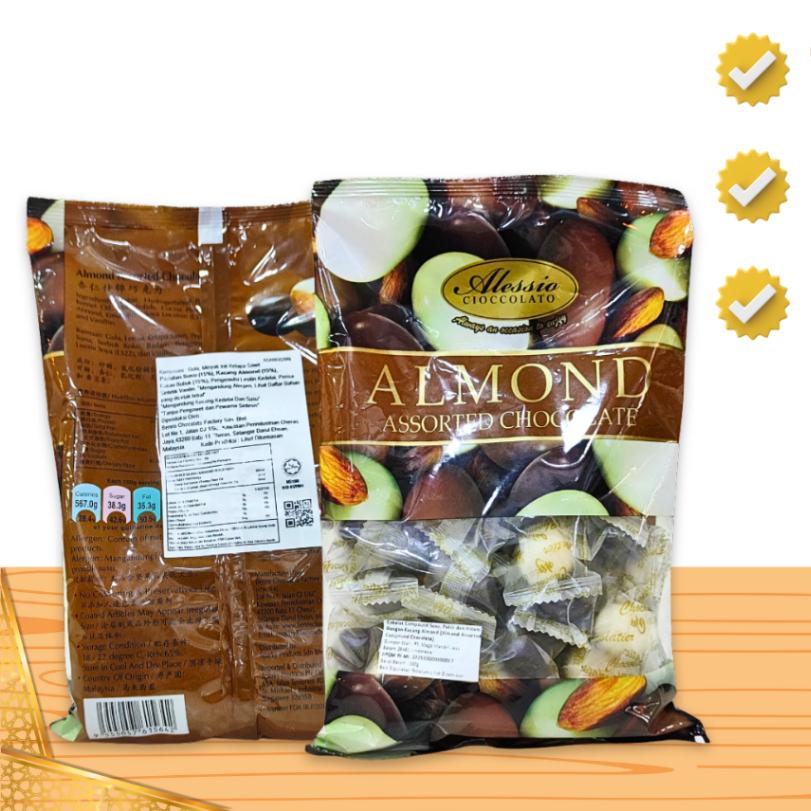 Coklat Almond Alessio 200gr | Coklat Almond Asli | Coklat Alessio | Coklat Malaysia / shabani store