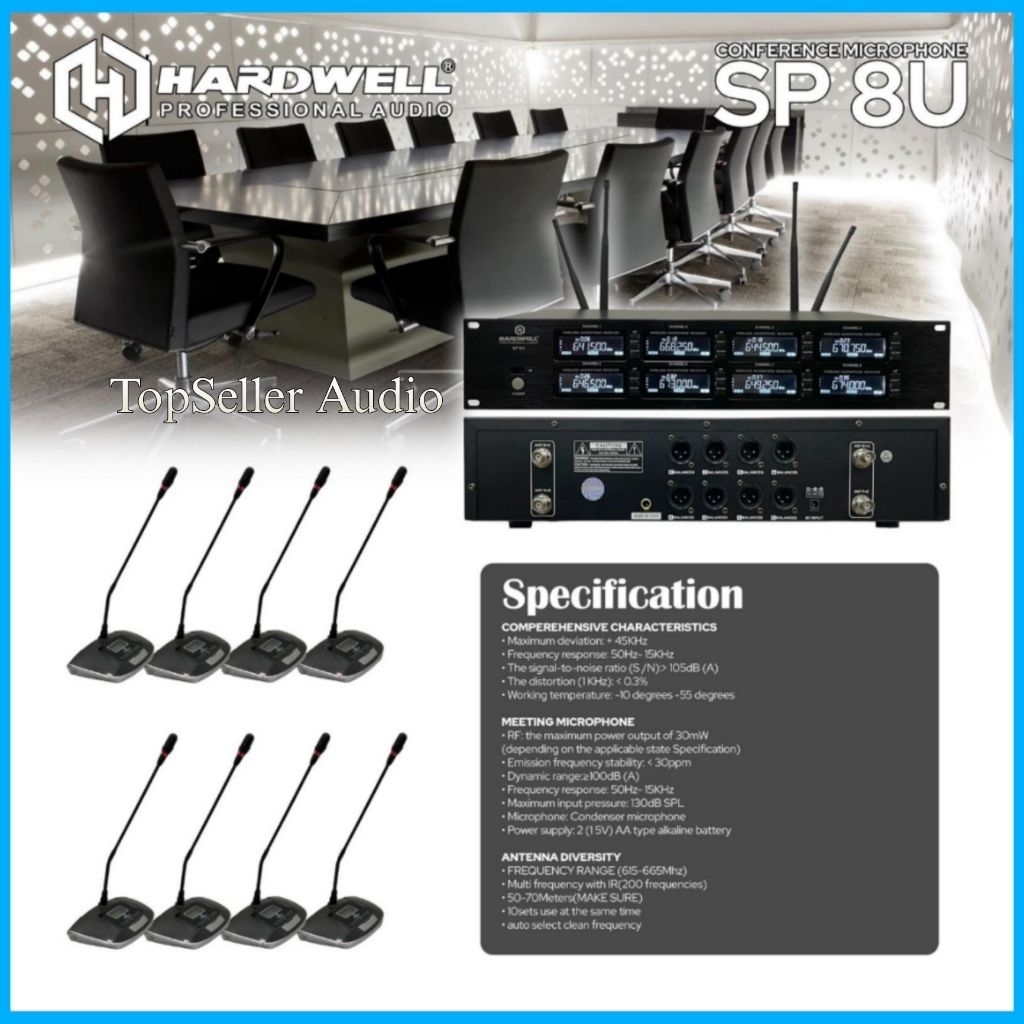 MIC WIRELESS MEJA PODIUM CONFERENCE HARDWELL SP8U GARANSI MIC PODIUM 8MIC