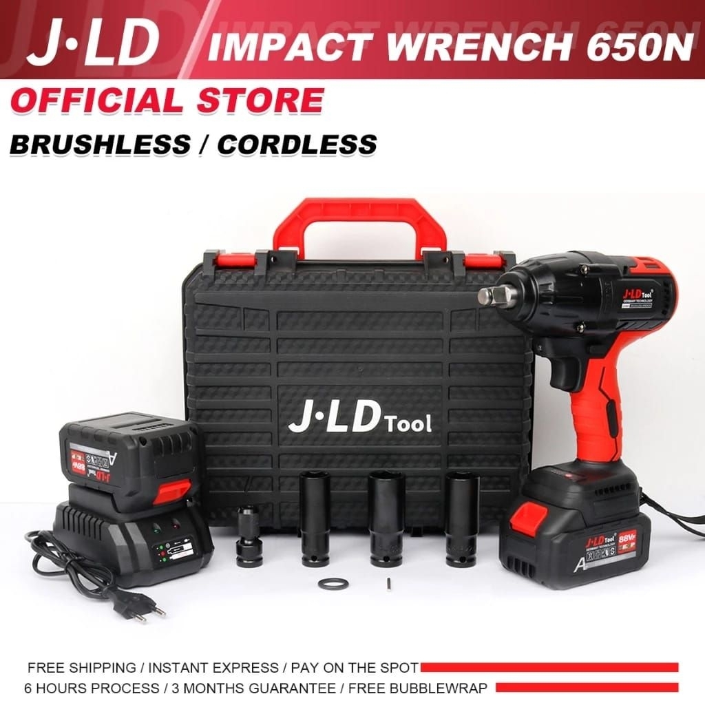 JLD 650N.m Impact Cordless Torsi Besar Brushless Impact Murah Promo Impek Pembuka Baut Motor Mobil C