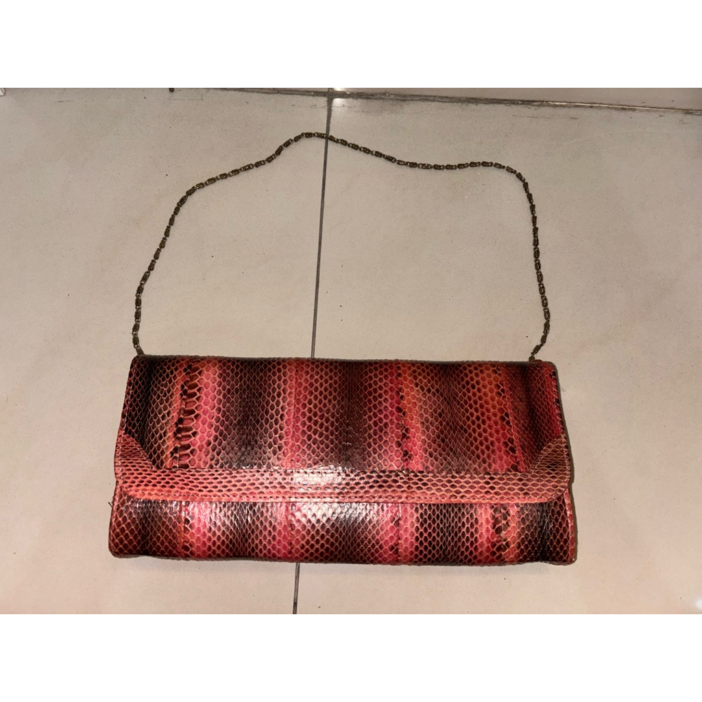 Pre-loved Tas Pouch Kulit Ular Original
