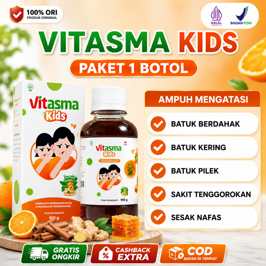 Vitasma Kids Madu Anak Untuk Mengatasi Batuk Berdahak Gejala Asma Meningkatkan Daya Tahan Tubuh
