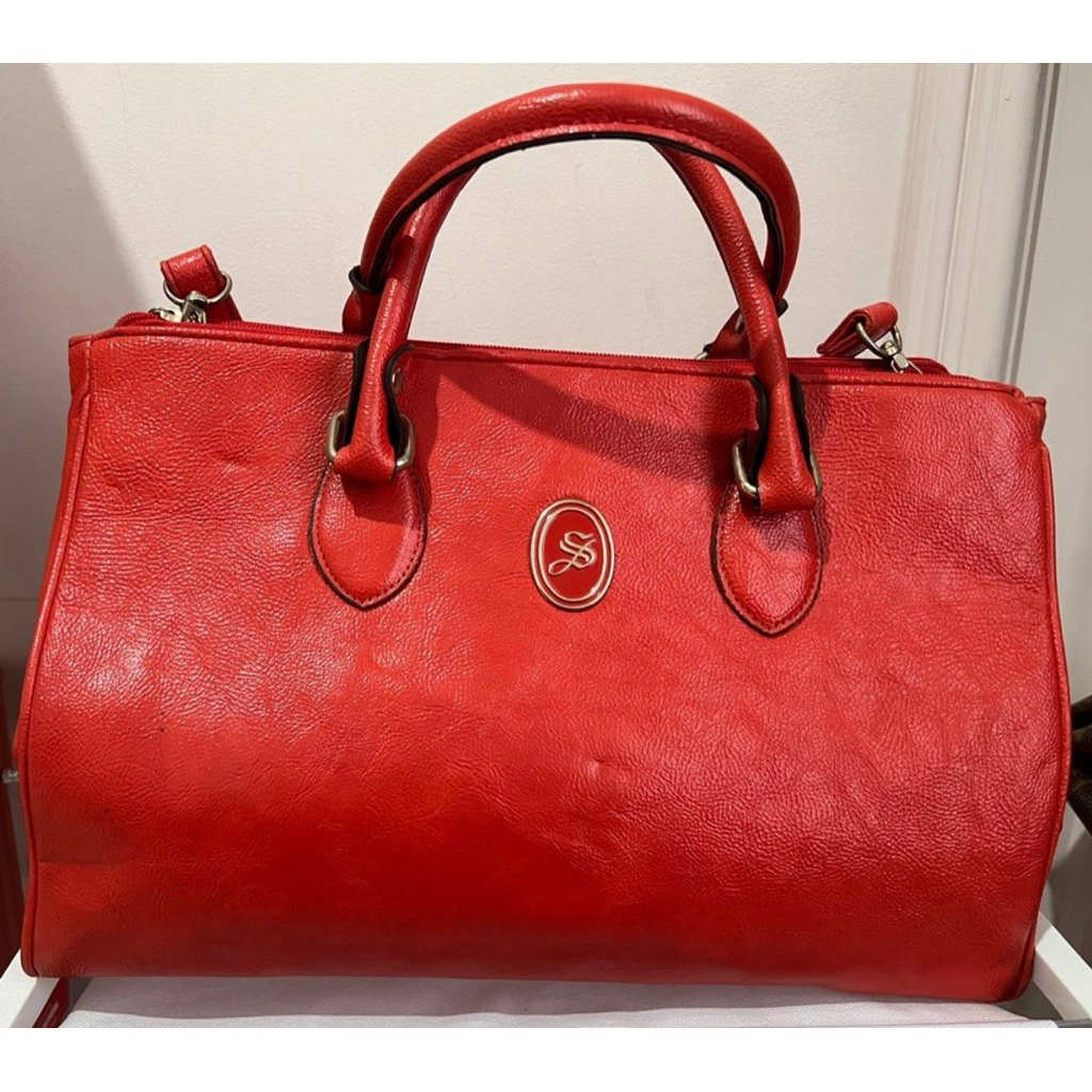 tas orange kulit asli