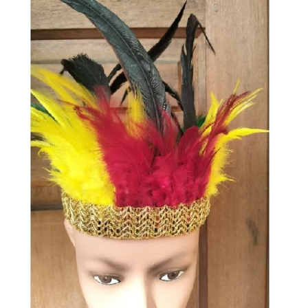 Aksesoris Kepala Bulu Dayak/ Topi bulu adat Dayak/Tangan bulu adat Dayak/Kaki Bulu adat Dayak/1 Set