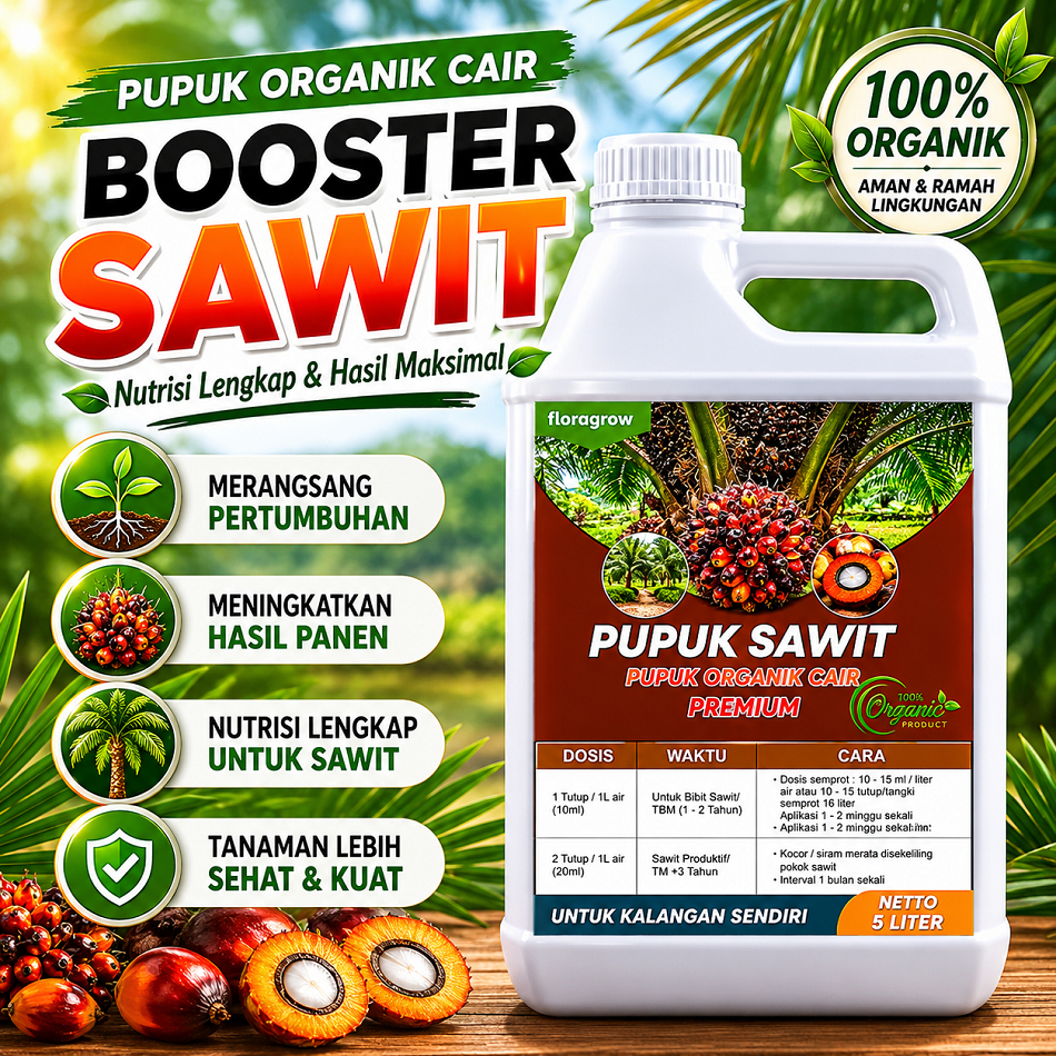 pupuk Sawit 5 Liter Pupuk Pelebat Buah Sawit Super Cepat Berbuah Besar Cair Agar Lebat Unggul