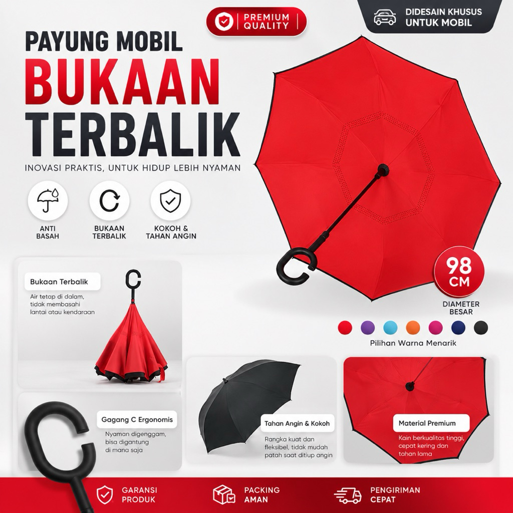 GROSIR MURAH PAYUNG KAZBRELLA ROSIDA PAYUNG TERBALIK PAYUNG MOBIL