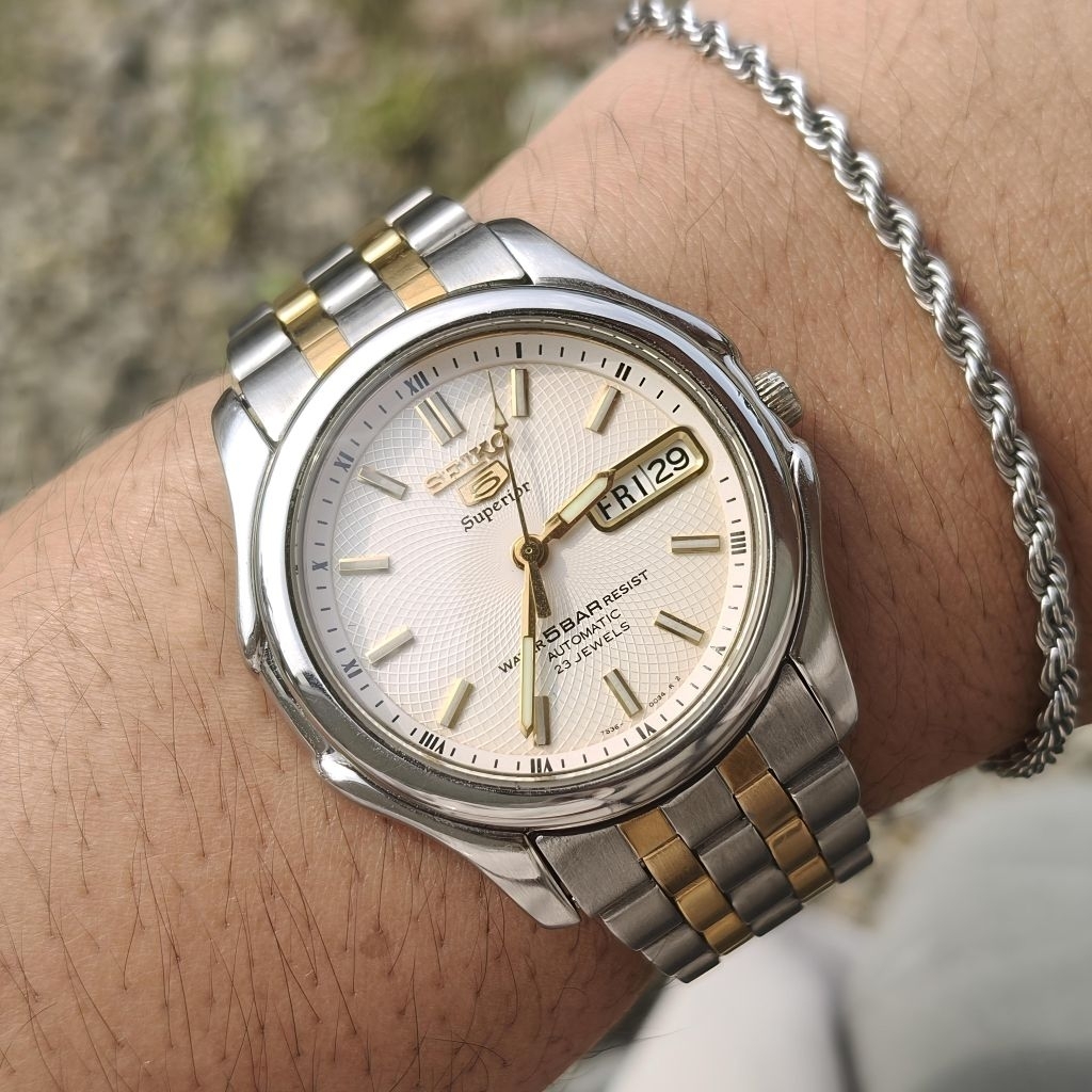 Jam Tangan Seiko 5 Superior Whirlpool Dial Ref. SKZ026 Cal. 7S36-0030 Diameter 38mm Vintage Watch Dr