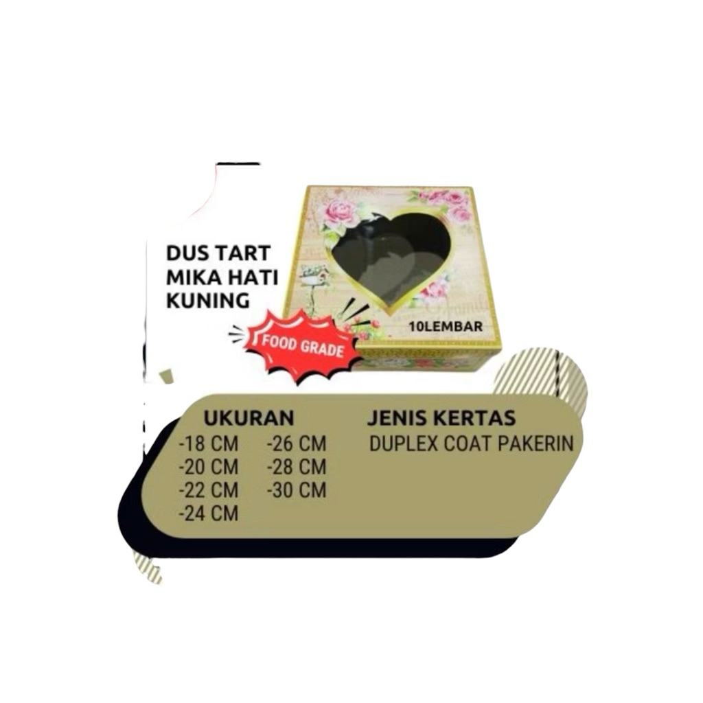 Dus tart Duplek cetak l tutup mika hati
