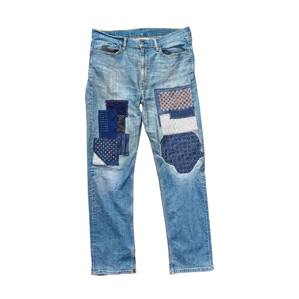 LVS 514 - Celana Panjang Jeans Celana Denim Pria Sashiko Repair Size 36