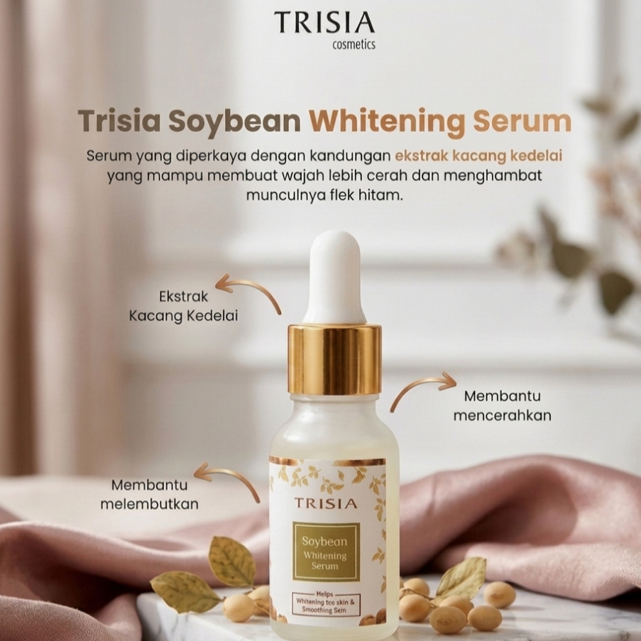 Trisia Paket Whitening Isi 5(Soybean day,Soybean Night,Soybean Serum,Cleanser dan Toner Licorice)