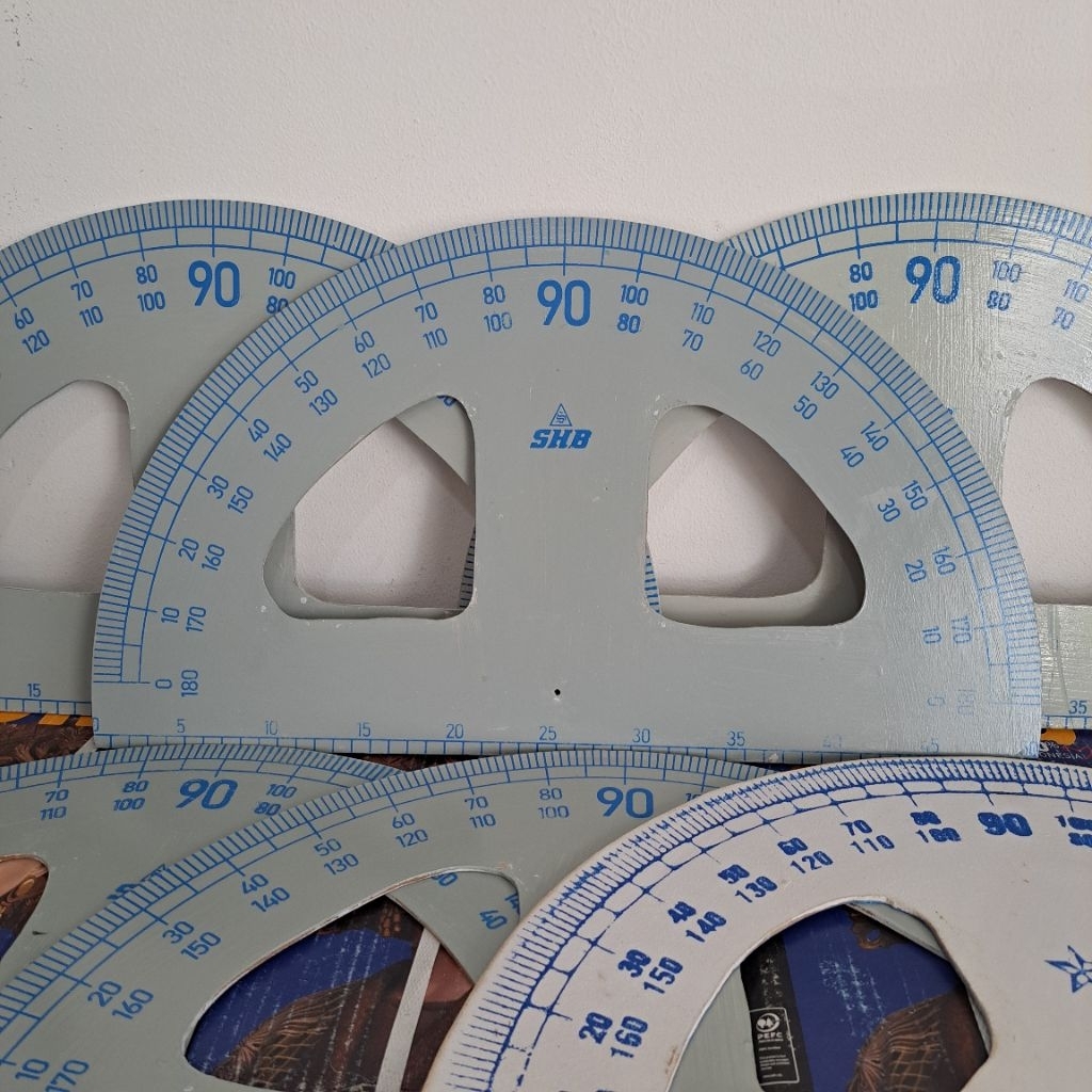 Penggaris Busur Kayu 50CM 180° Penggaris Papan Tulis Gypsum Busur Derajat