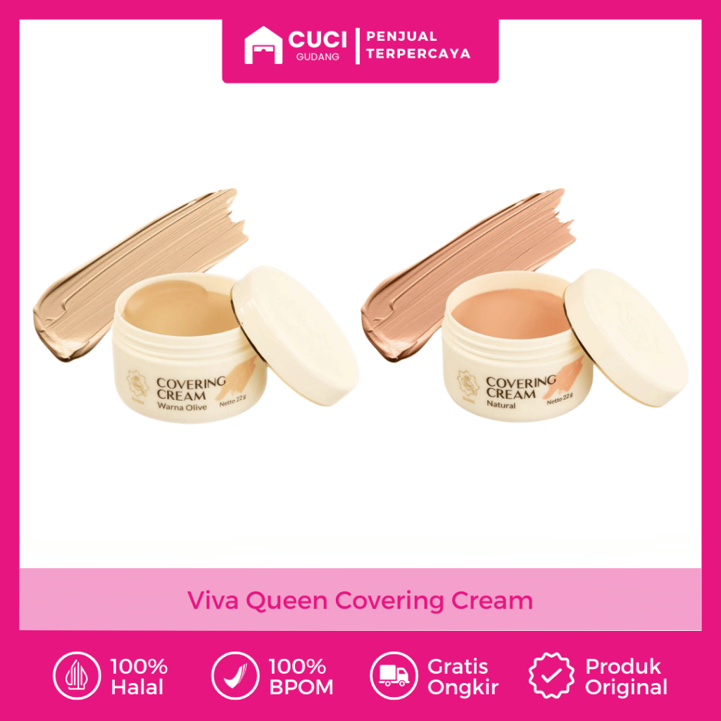 Viva Queen Covering Cream 22 g - Alas Bedak Pengantin Tradisional Waterproof Makeup Tahan Lama