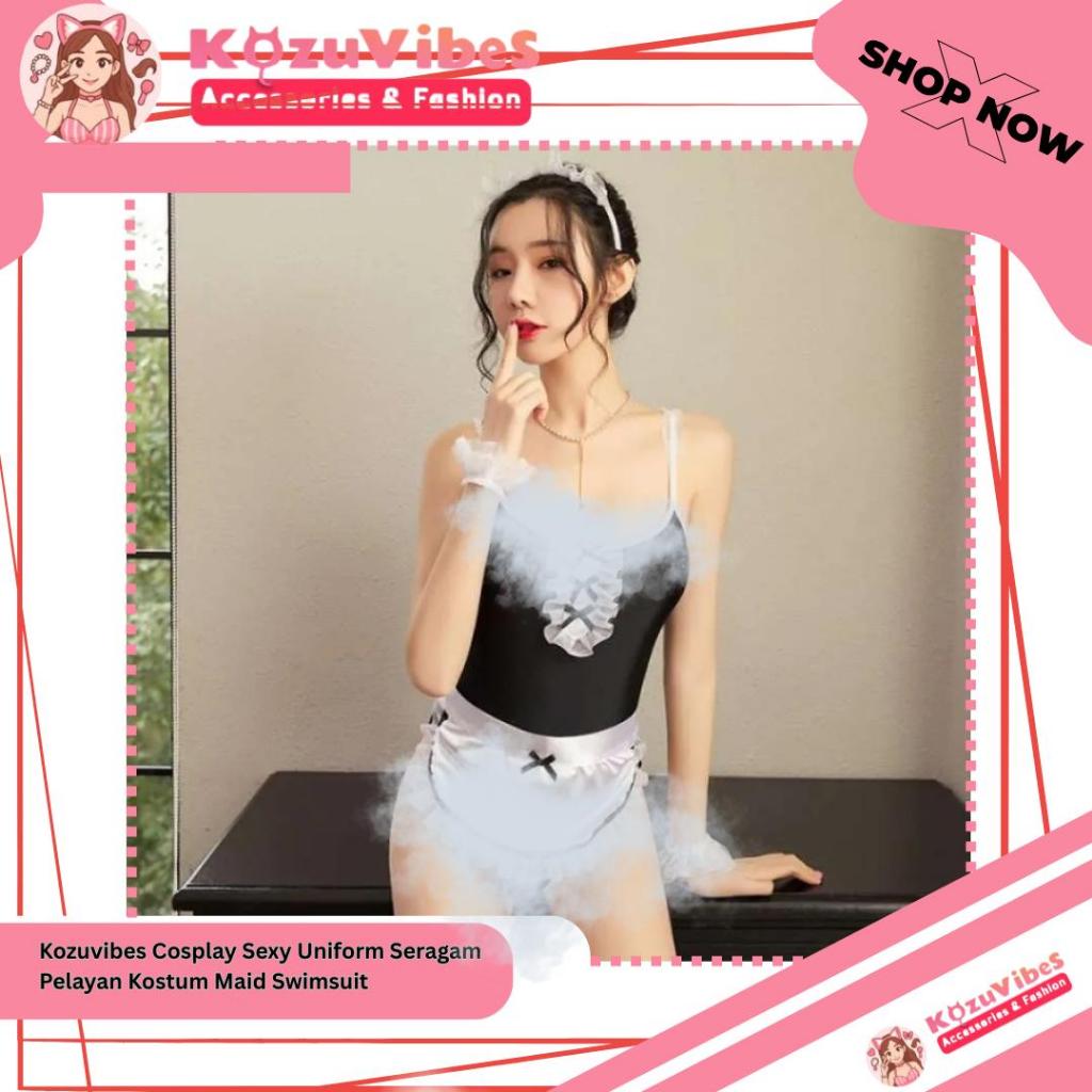 Kozuvibes Cosplay Sexy Uniform Seragam Pelayan Kostum Maid Swimsuit