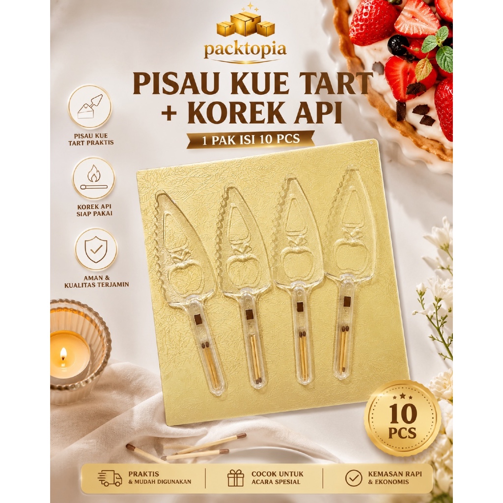 Pisau Kue Tart + Korek Api / Pisau Cake Ulang Tahun